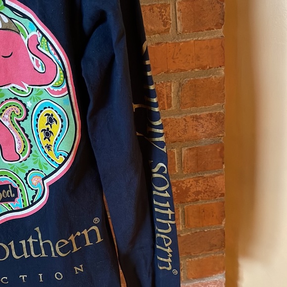 Simply Southern Navy Elephant Let Go Let God Long Sleeve Shirt - Picture 3 of 7